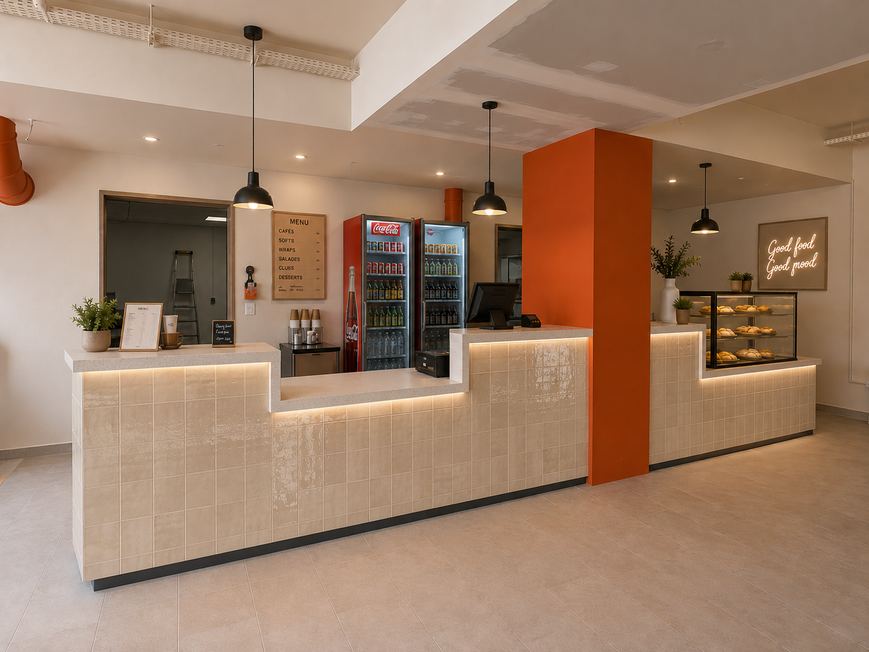 Comptoir et salle du restaurant Copains de Pause